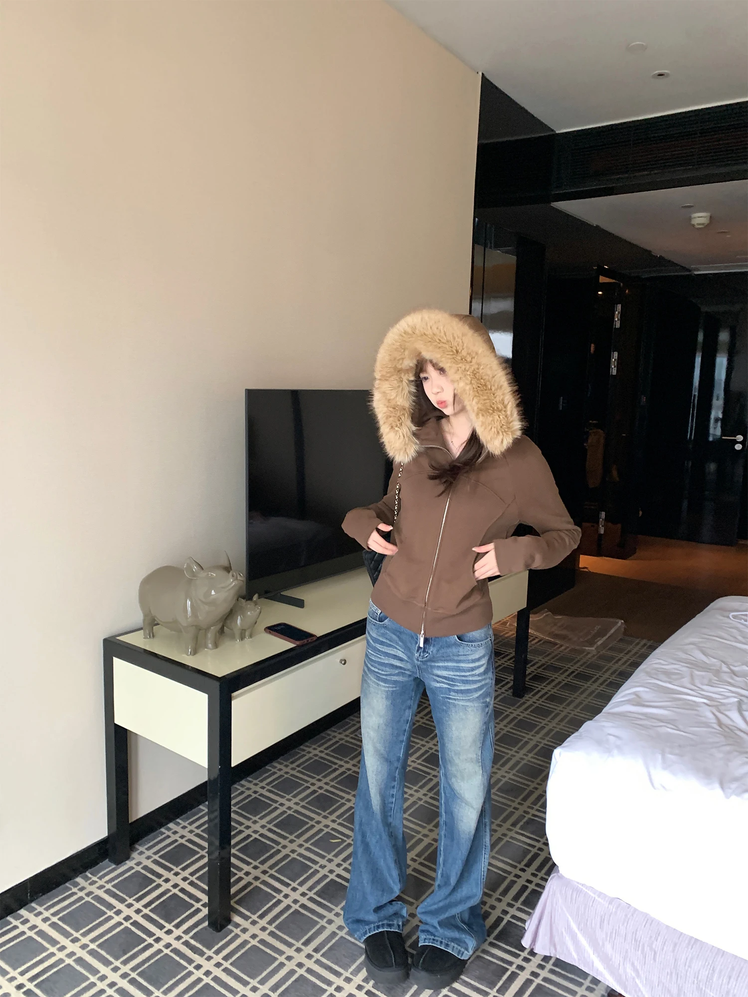 

Синие женские джинсы прямого кроя Deep Space Sea Waed, легкие, удобные, с застежкой-молнией на талии, повседневные джинсовые брюки