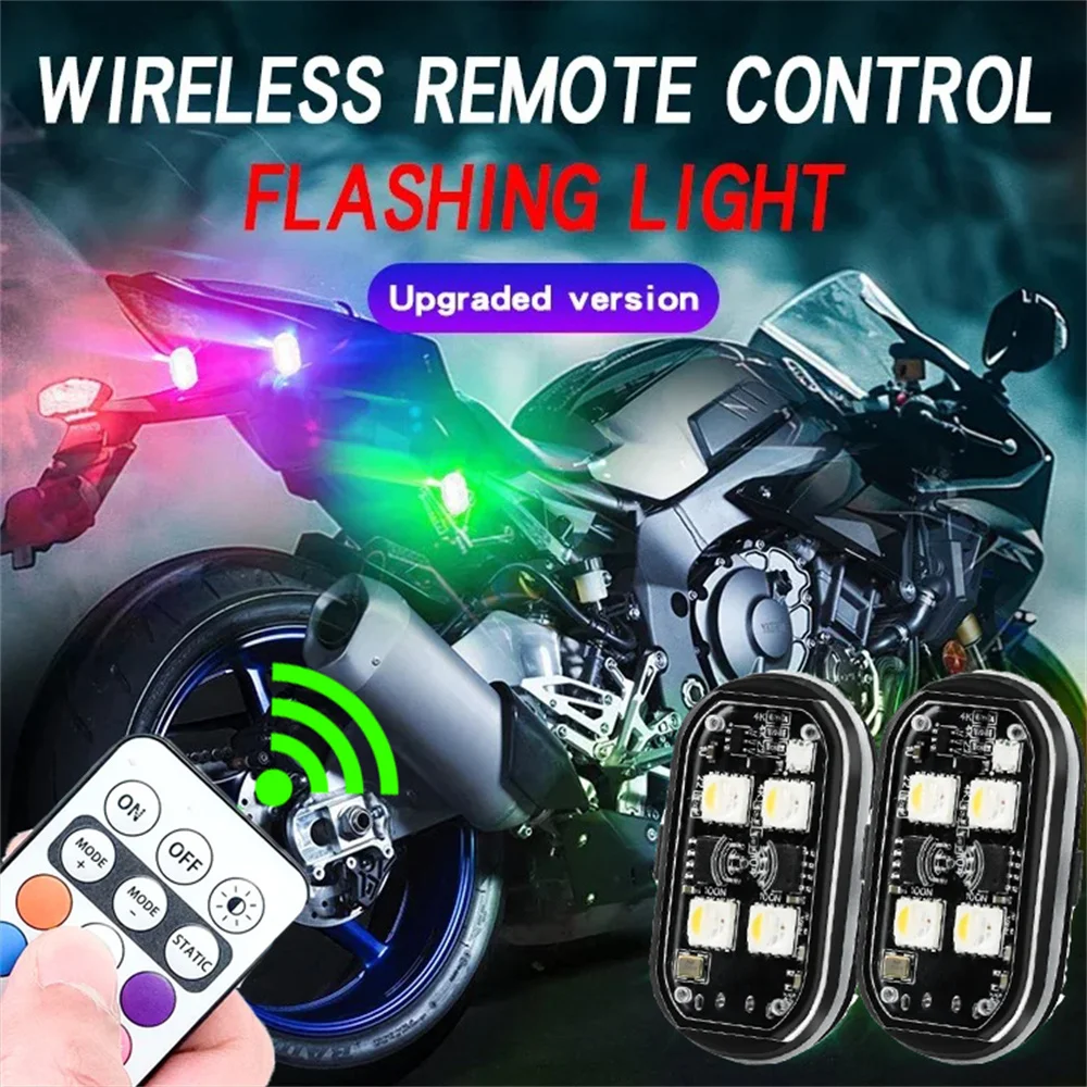 

2/4/6 шт. Беспроводной светодиодный стробоскоп с дистанционным управлением, сигнальная лампа-вспышка для предотвращения столкновений для автомобилей, мотоциклов, дронов, скутеров