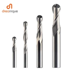Dreanique 1pc Carbide Ball Nose End Milling Cutter 2 Flutes R0.5-R4.0 End Mill Router Bit for wood and aluminium