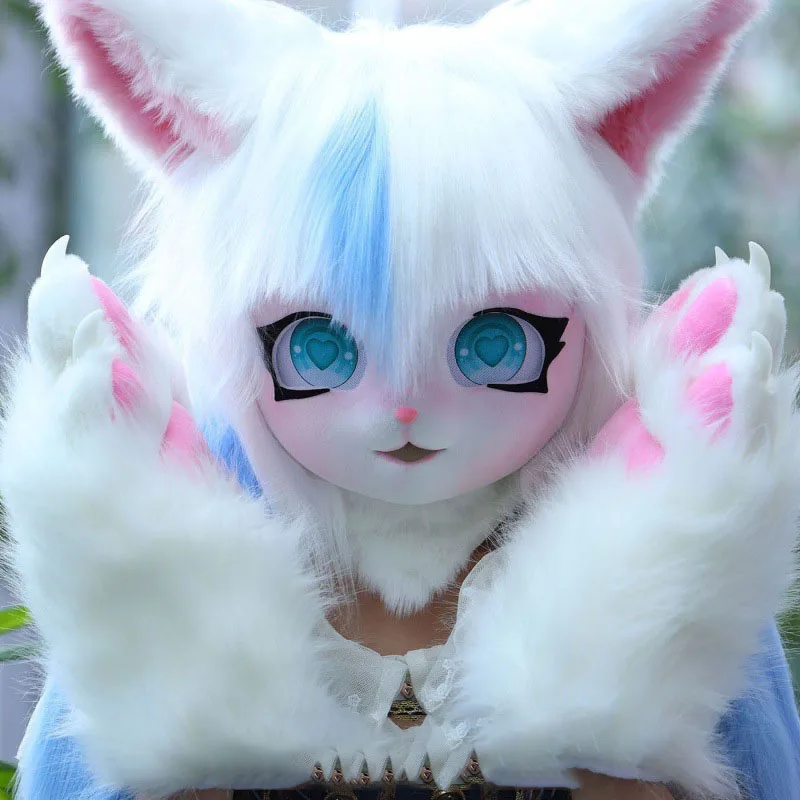 Kawaii Fursuit Kigurumi Headset Furry Cosplay Head Base Comiket Furries Rubbit Doll Cat Doll Kig Animal Cosplay Costume