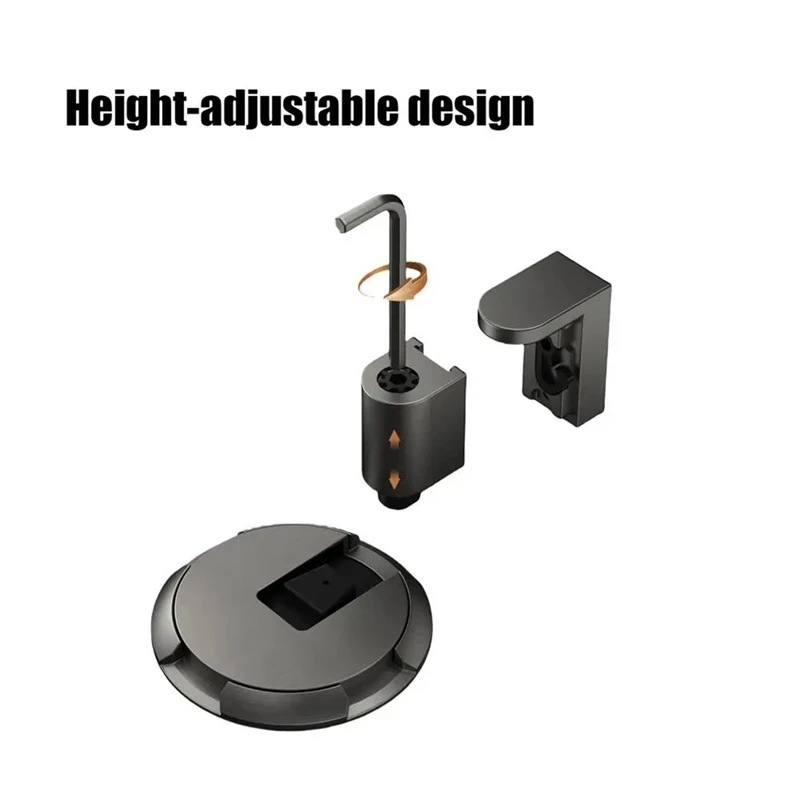 FULL-Floor Door Stopper Lock Strong Windproof Mechanical Exterior Door Stop Nopunch Adjustable Height Door Stop Lock