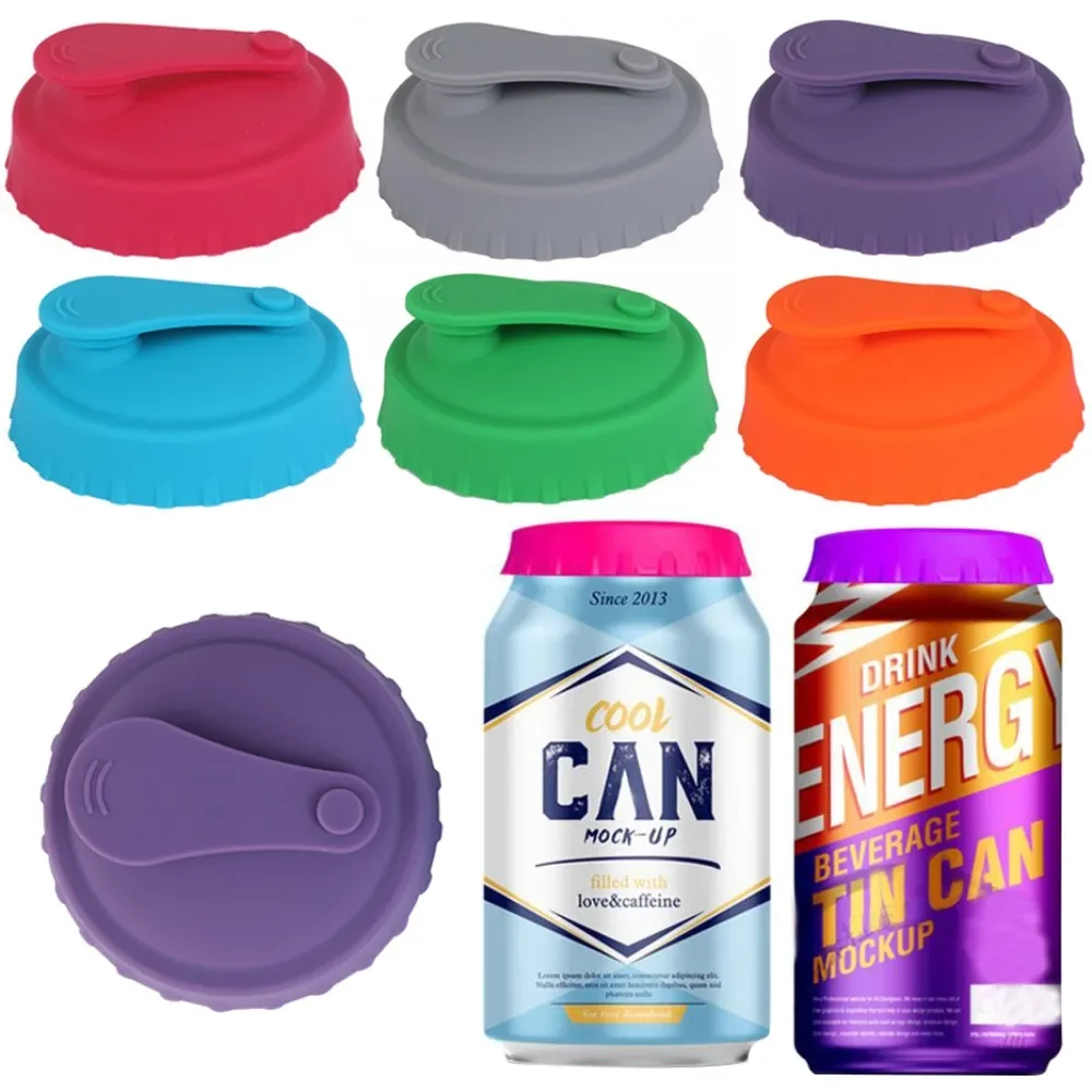 6Colors Silicone Soda Can Lid Reusable Can Stopper for Soda Beer Drinks Juice Coke Beverage Fits Standard Cans Protecto Coke Can