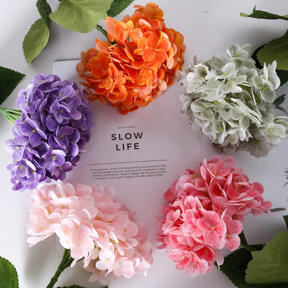 

Artificial Flowers Silk Hydrangea Vase for Home Decoration Accessories Wedding Decorative Fake Plants Christmas Garland Material