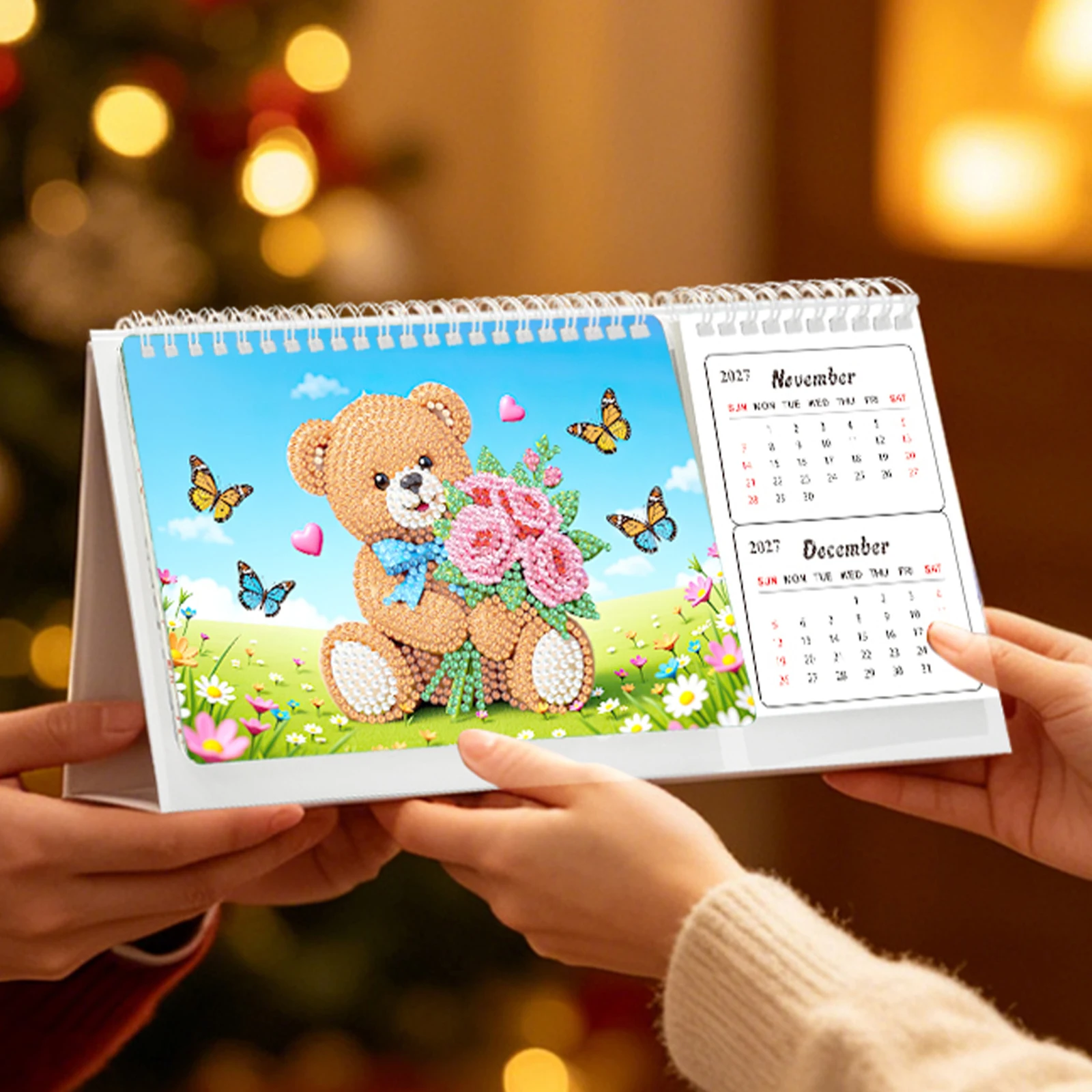 2027 2028 Diamond Art Calendar January 2027 - December 2028 Small Desktop Calendar Planner 24 Months for Home Office Scheduling
