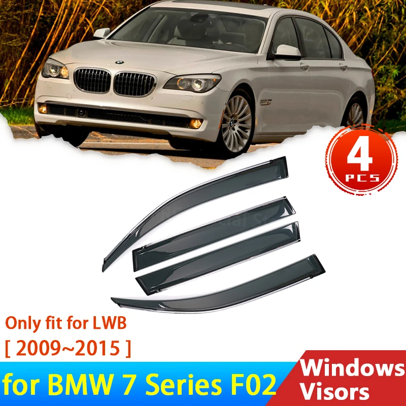 Windshield for BMW 7 Series F02 LWB 2009~2015 2010 Accessories 4x Deflectors Car Window Visor Trim Rain Eyebrow Guards 2008 2013