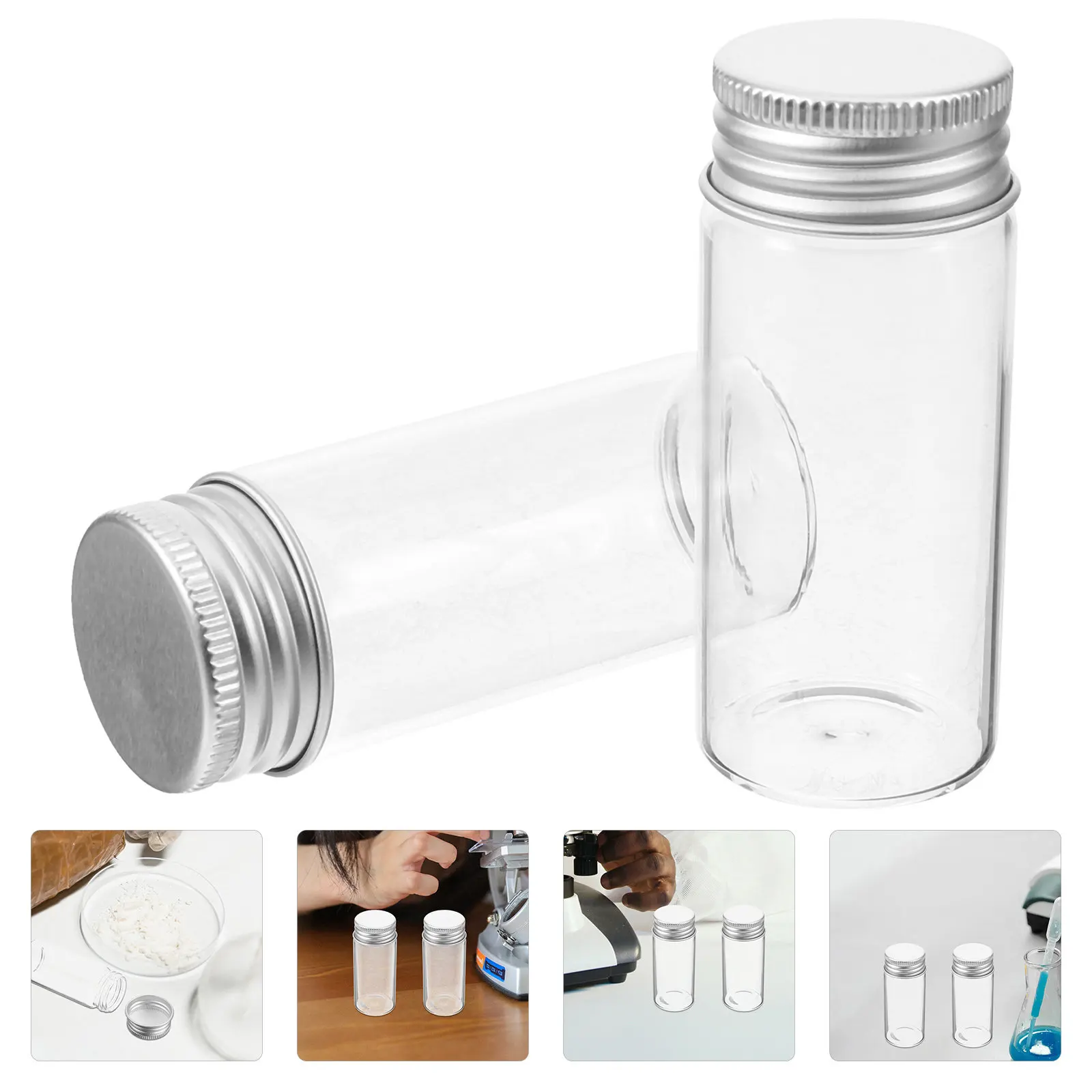 

30Pcs Transparent Glass Tubes Leak-Proof Caps Small Test Tubes 30Ml Portable Reusable Lab Sample Vials for Liquid Powder Storage