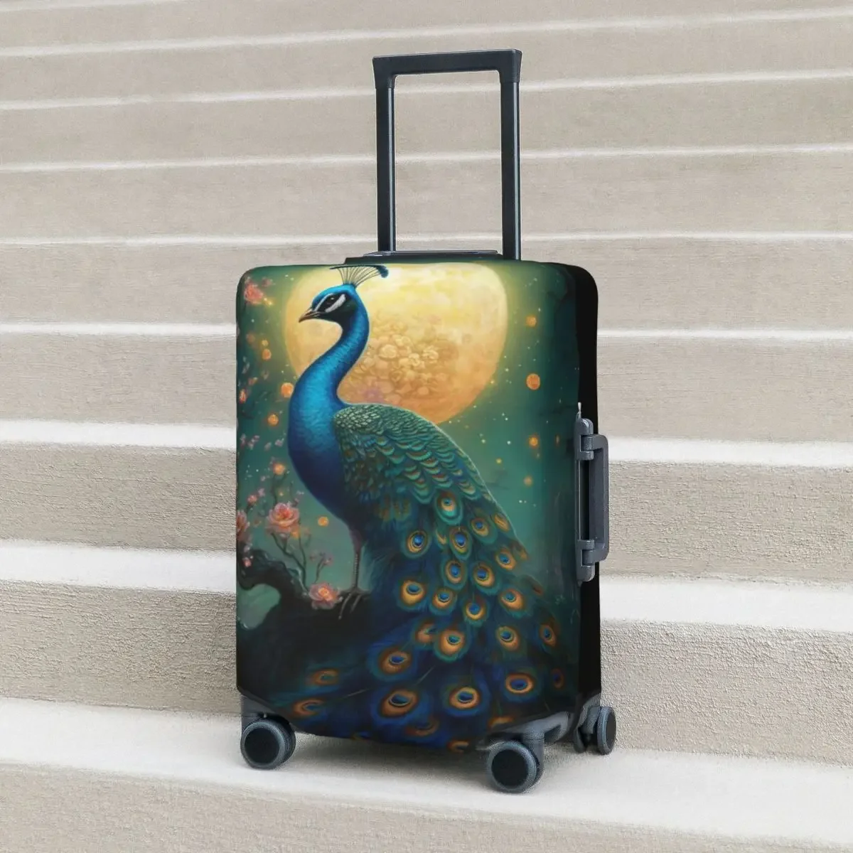 Fantasy Peacock Suitcase Cover Vacation modern art Strectch Luggage Case Travel Protector