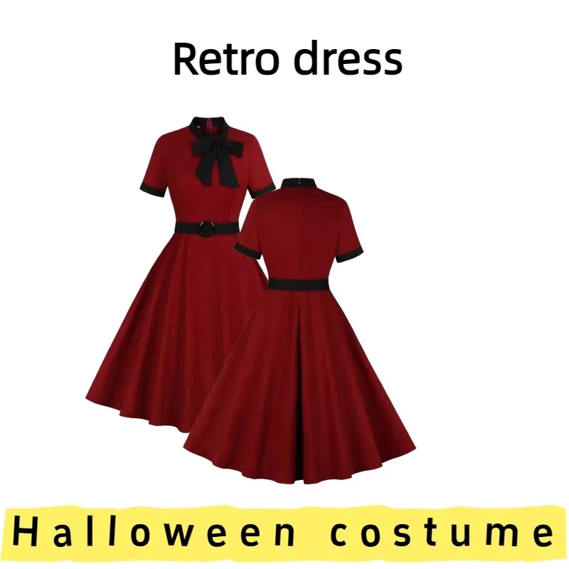 

European American Women's Vintage Midi Dress for Daily Wear Casual Outings Parties Weekend Gatherings and Office Looks