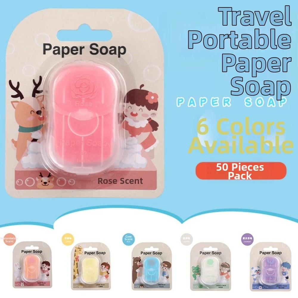 50pcs Mini Size Disposable Soap Paper Skin Friendly Convenient Portable Soap Flakes Scented Foaming Soap Slices Bathroom Use