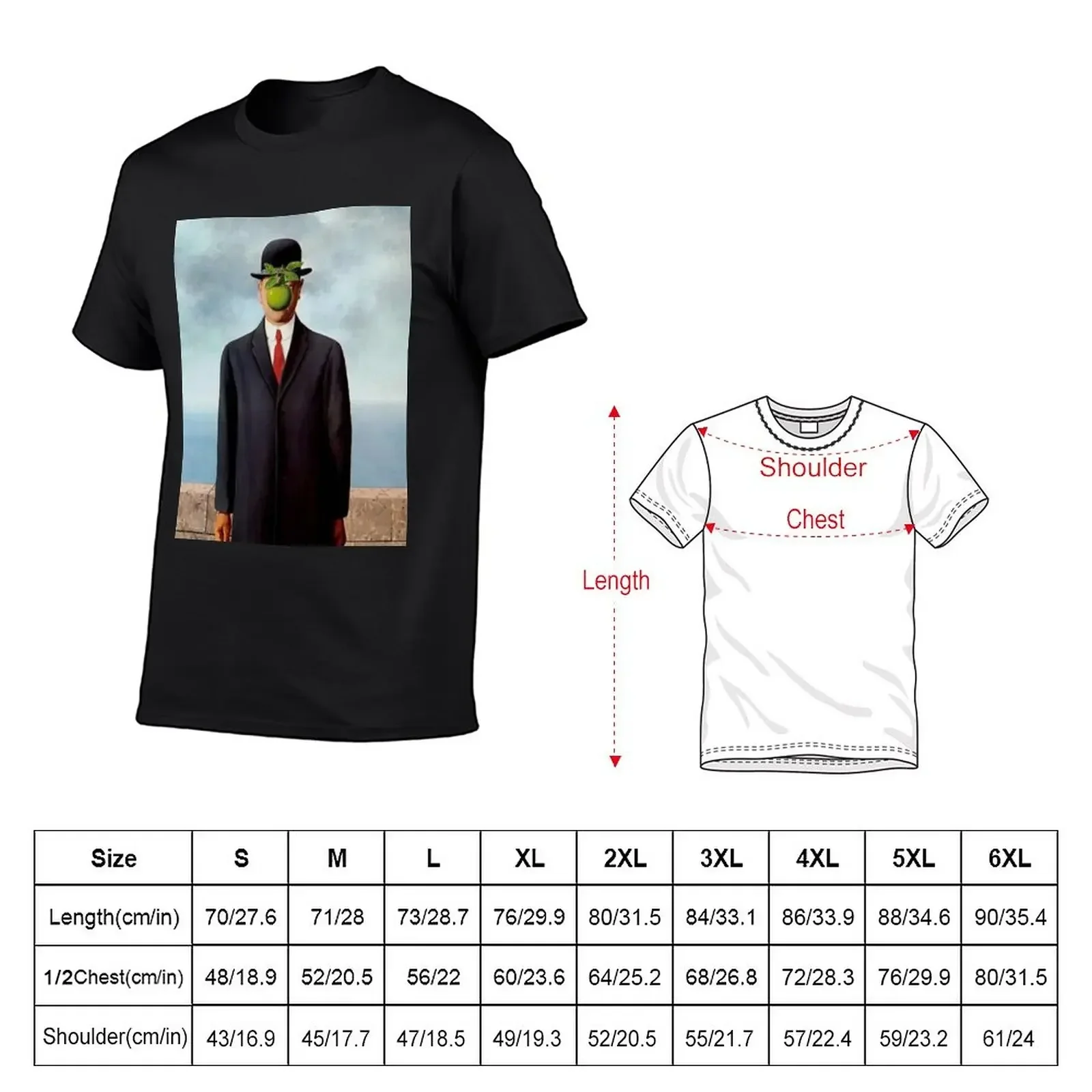 The Son Of Man, by Rene Magritte 1964 T-Shirt tops summer tops men clothes