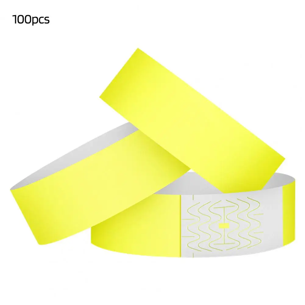 Stable Wristband Adhesive 100pcs Waterproof Synthetic Paper Wristbands for Events Disposable Identification for Amusement