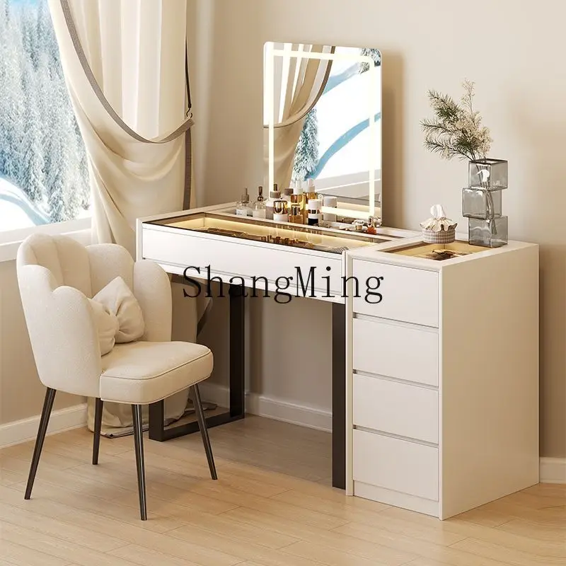 DHY solid wood paint bedroom makeup mirror dressing modern locker makeup table
