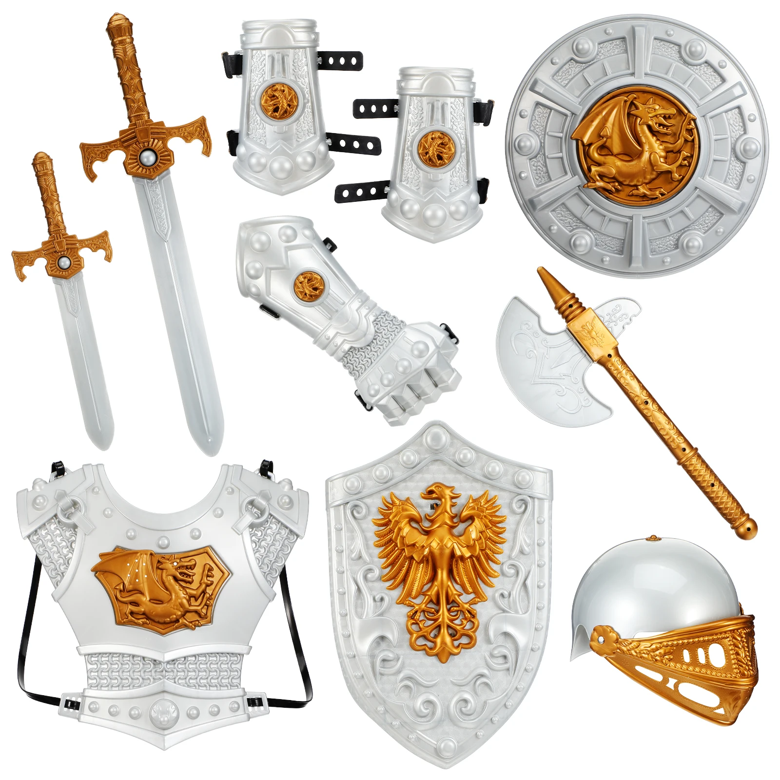 1 مجموعة 1 مجموعة الاطفال فارس طقم ملابس مع السيف للبنين تأثيري هالوين حفلة لعب الأدوار متسابق ملابس الأطفال درع مجموعة #3