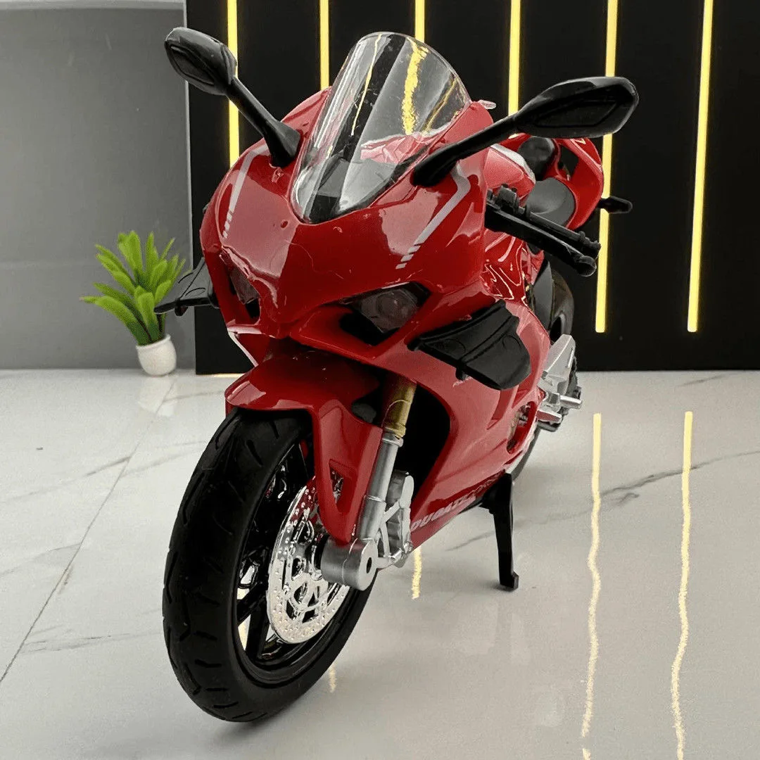 

1:10 Ducati V4S S1000RR H2R из сплава, литая под давлением модель мотоцикла, коллекция автомобилей, звук и свет, внедорожные детские праздничные подарки