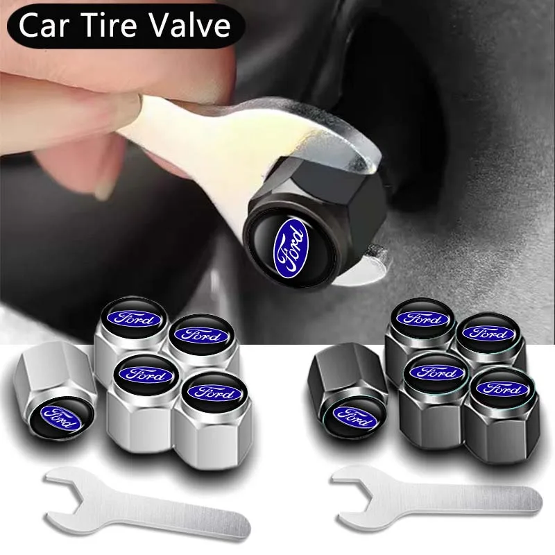 5Pcs Aluminum Alloy Car Valve Caps Dust Covers Rim Accessories For Ford ST Racing RS S Mustang Kuga Fiesta Fusion Mondeo Edge