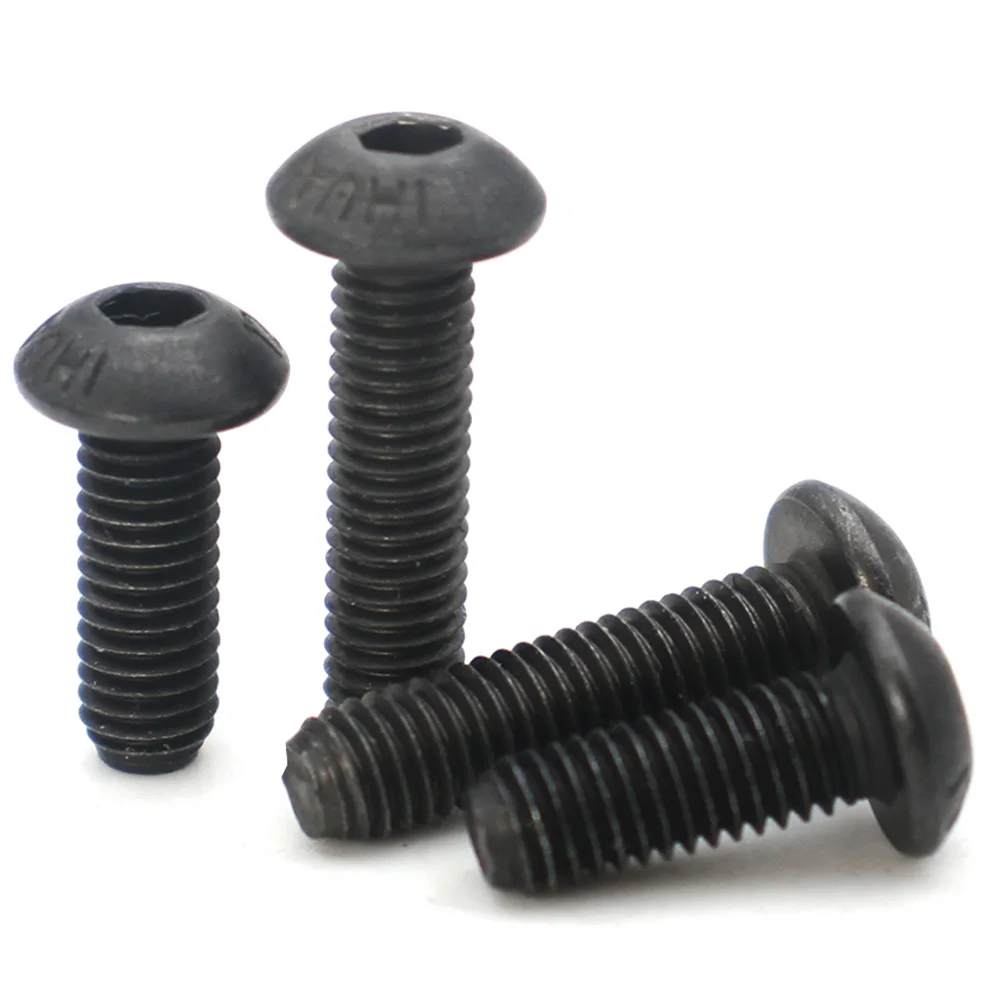 2-80PCS M1.6 M2 M2.5 M3 M4 M5 M6 M8 M10 M12 Grade 10.9 Black Alloy Steel Hex Socket Button Head Cap Screws Bolts High Strength