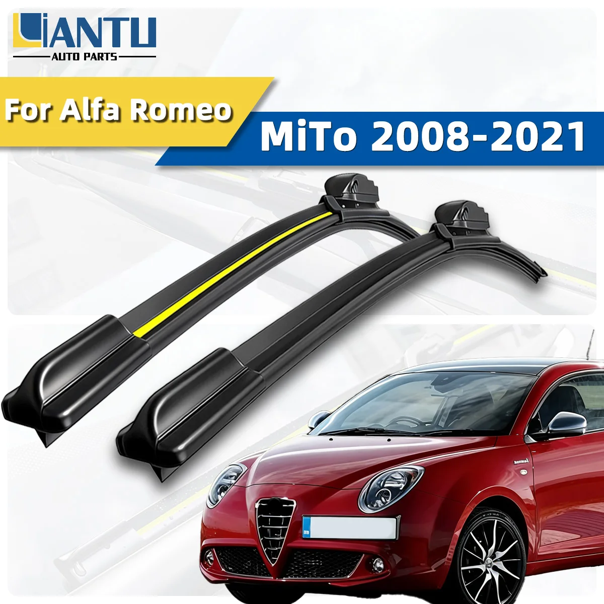 

2PCS Fit For Alfa Romeo MiTo 2008-2021 Car Windshield Wipers Glass Washers Using Natural High Quality Rubbe Car Parts Wipers