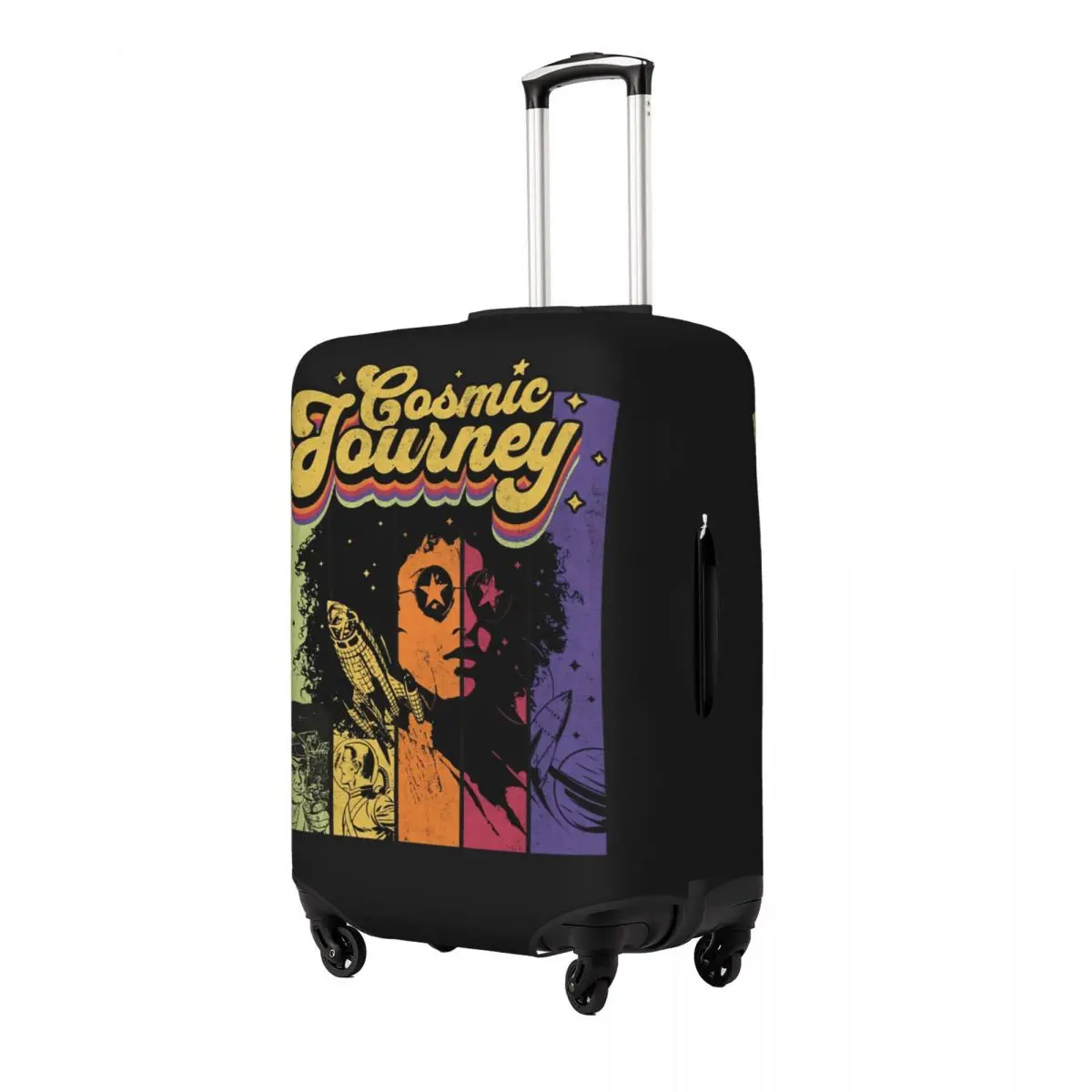 A Cosmic Adventure Art In The Style Of Colorful Retro  Luggage Protective Dust Covers Elastic Waterproof  Suitcase Cover