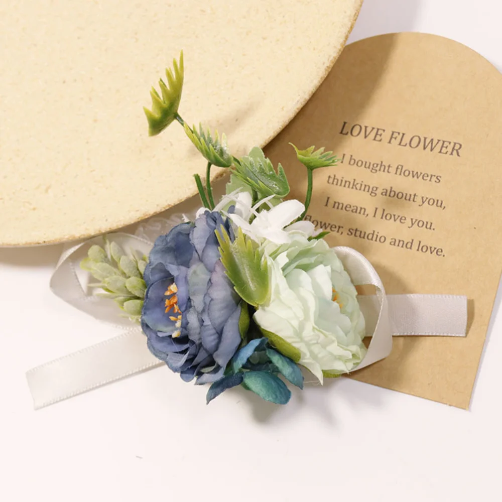 Dunkelblaue und grüne Kunstblumen Hochzeit Bouton niers für Männer Anzüge Seide Rose Brosche Braut Hochzeit Corsage бутоньерки для свадби