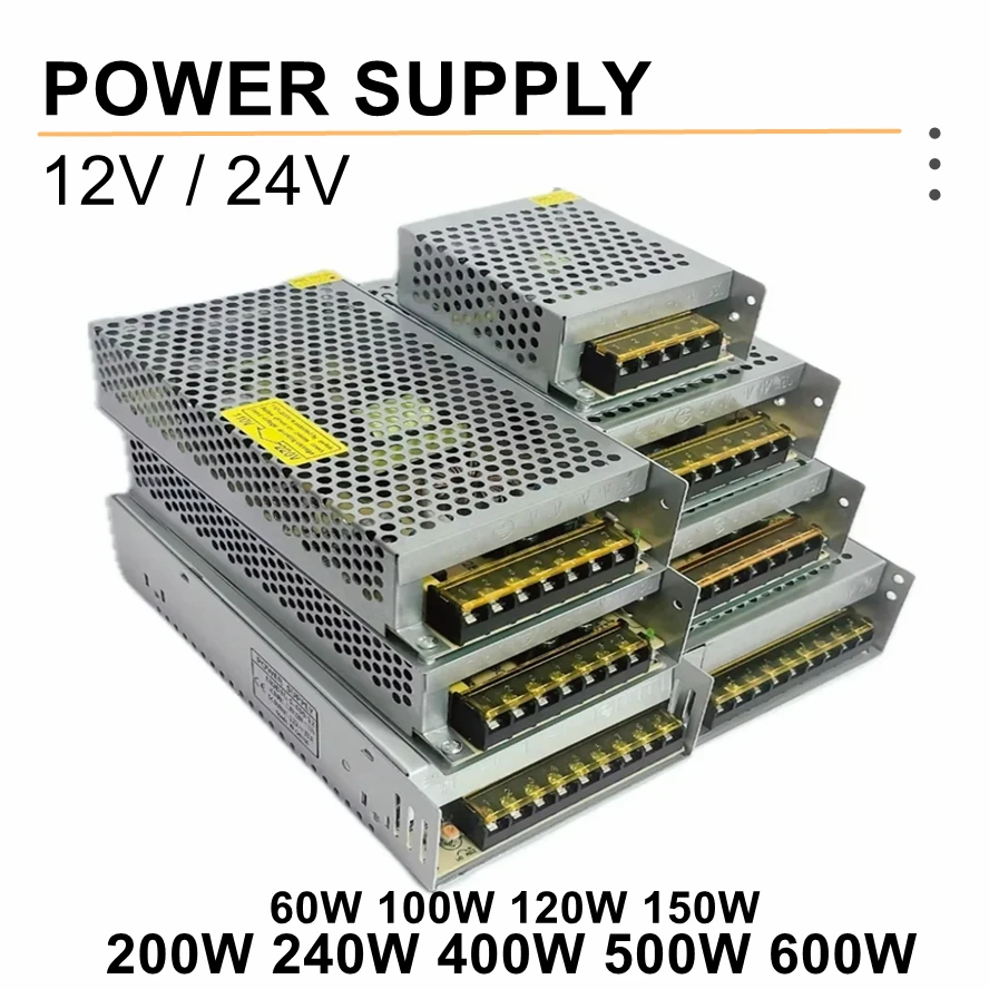 

12V/24V Full Power Lighting Transformers 5A 10A 20A 40A 110V 220V Power Supply Adapter for Indoor LED Strip Light Switch Driver