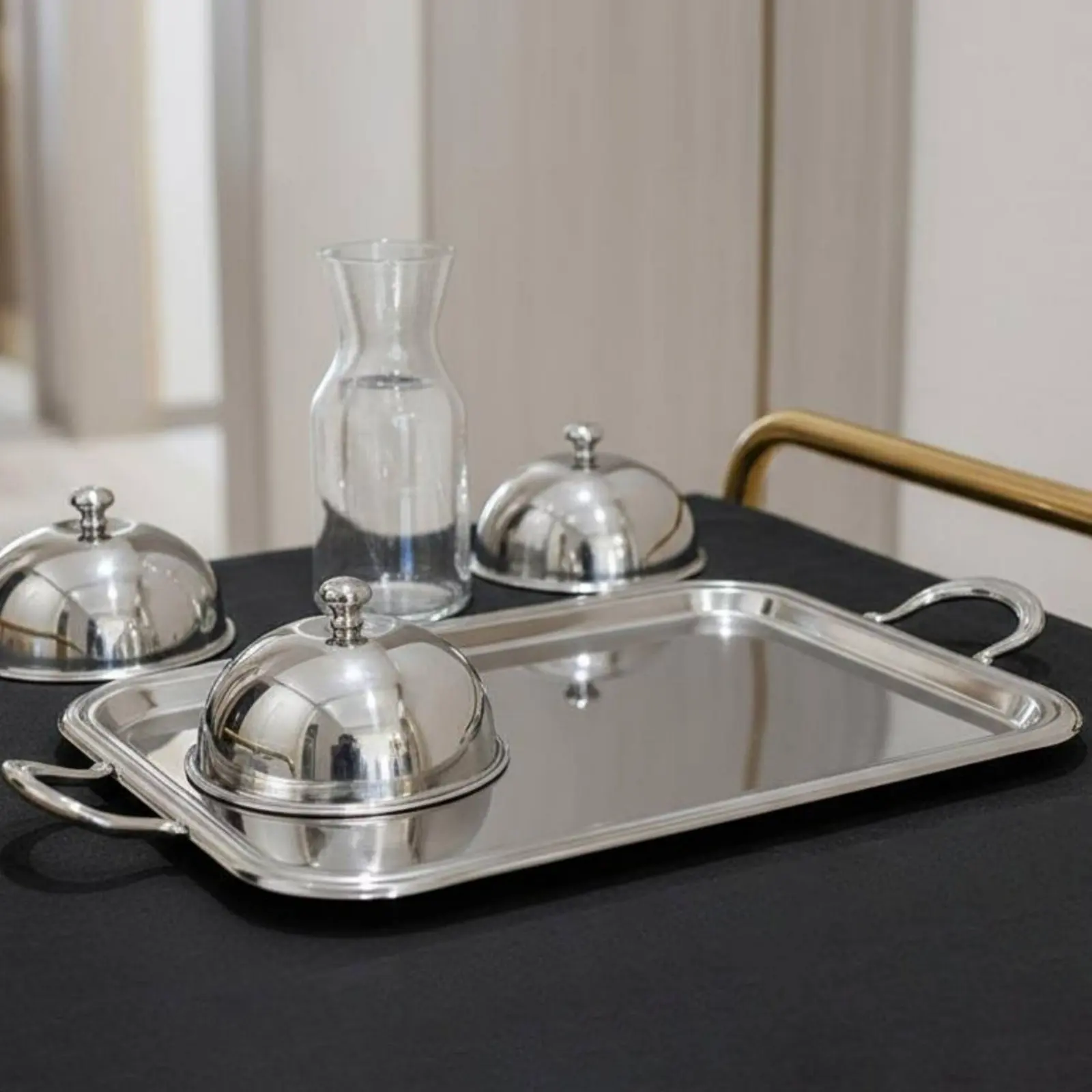 Picture 6: Stainless Steel Serving Tray Versatile Use Rectangular Serving Tray Silver Metal Food Platter Easy to Clean for Dining Table