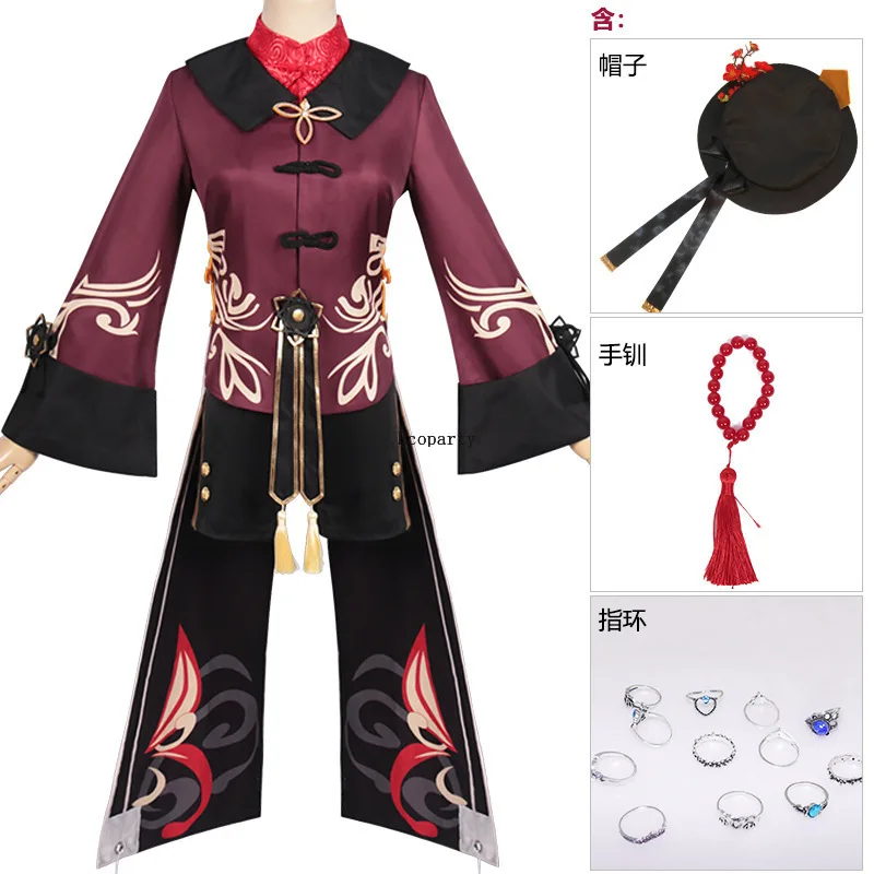 Genshin Impact Hutao Cosplay Costume Uniform Wig Cosplay Anime Game Hu Tao Chinese Style Halloween Costumes For Women