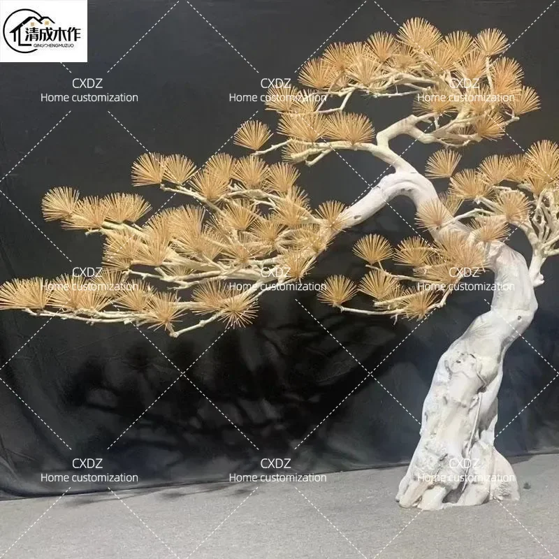 Large Simulation Pine Tree Fake Solid Wood Cedar Masson Pine Dead Wood Ornament for Indoor Outdoor Landscaping Home Garden