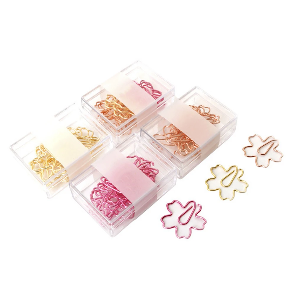 12pcs Flower Shape Paper Clips Mixed Color Large Size Strong Clipping Force Electroplated Metal Bookmark Clips For Notes Photos