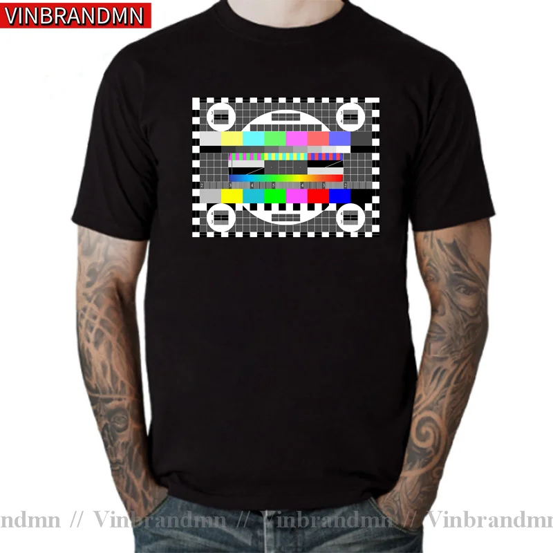 Vintage TV Test Screen With No Signal T-Shirt Sheldon Cooper Geek Plus Size Tees Pure Cotton Soft Tops