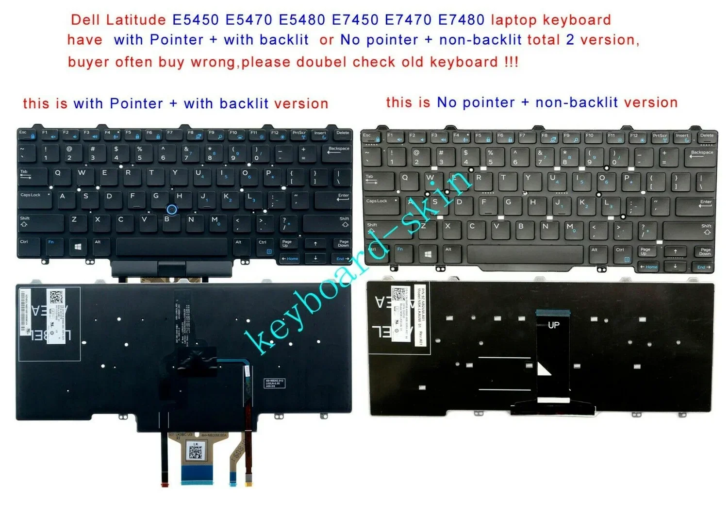 New US keyboard NO-backlit No pointer for Dell Latitude 3340 3350 E5450 E5470 E5480 E7450 E7470 E7480 9Z.NB2UW.A01 NSK-LKAUW