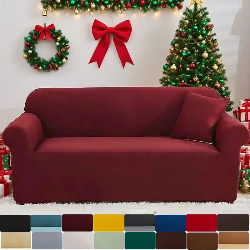 

2026 New Upgraded 1/2/3/4-Seater Solid Color All-Season Use Jacquard Sofa Cover Elastic Full Wrap Sofa Chair Protector 소파 커버
