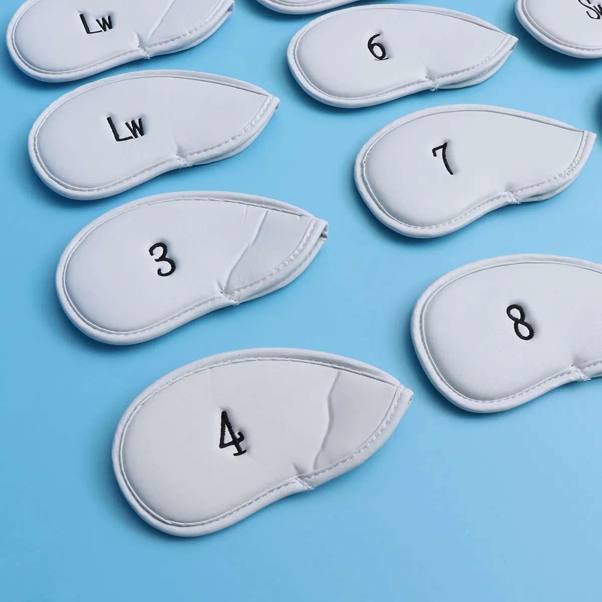 

12Pcs Golf Iron Head Covers Set PU Club Headcover Fit All Sizes and Brands White Iron Covers Club Head Cover