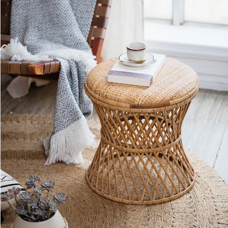 

Plant Vine Weaving Shoe Changing Stool Multi Functional Shoe Bench Female Bedroom Dressing Stool Balcony Leisure Home Furniture