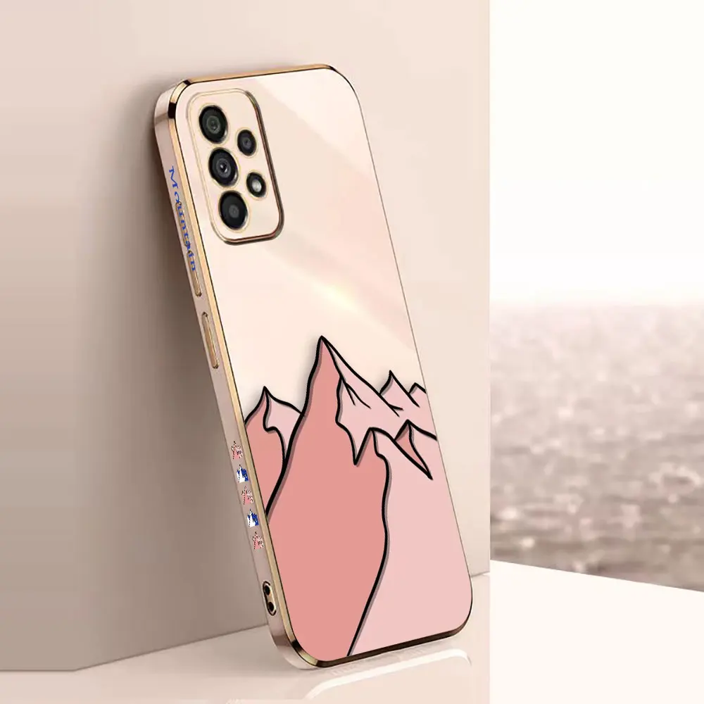 Cover Smooth E-TPU Phone Case For Samsung Galaxy A73 A72 A71 A54 A53 A52 A51 A33 A32 A23 A22 A13 A34 Case Cartoon Mountain Range