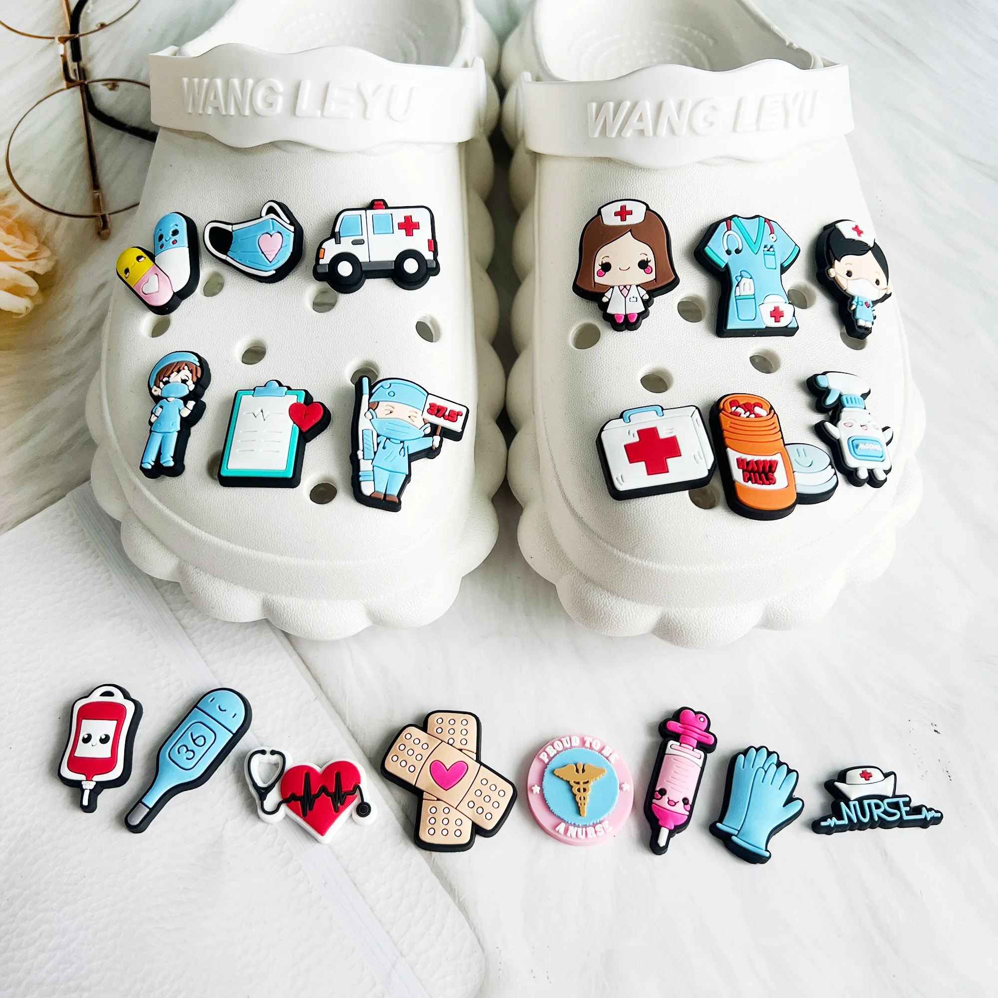 New 1pcs Doctor Nurse Medical Series PVC Shoe Charms Accessories Shoe Decorations for Unisex Party Gifts image 4