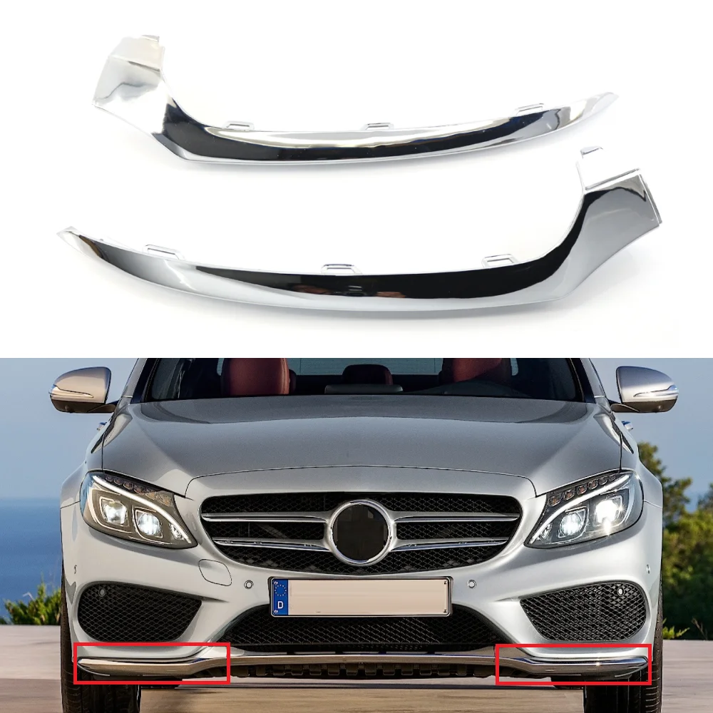 Left Right Side Car Front Bumper Chrome Trim Molding 2058851374 2058851474 For Mercedes W205 C300 C350 C200 2014 2015 2016 2017