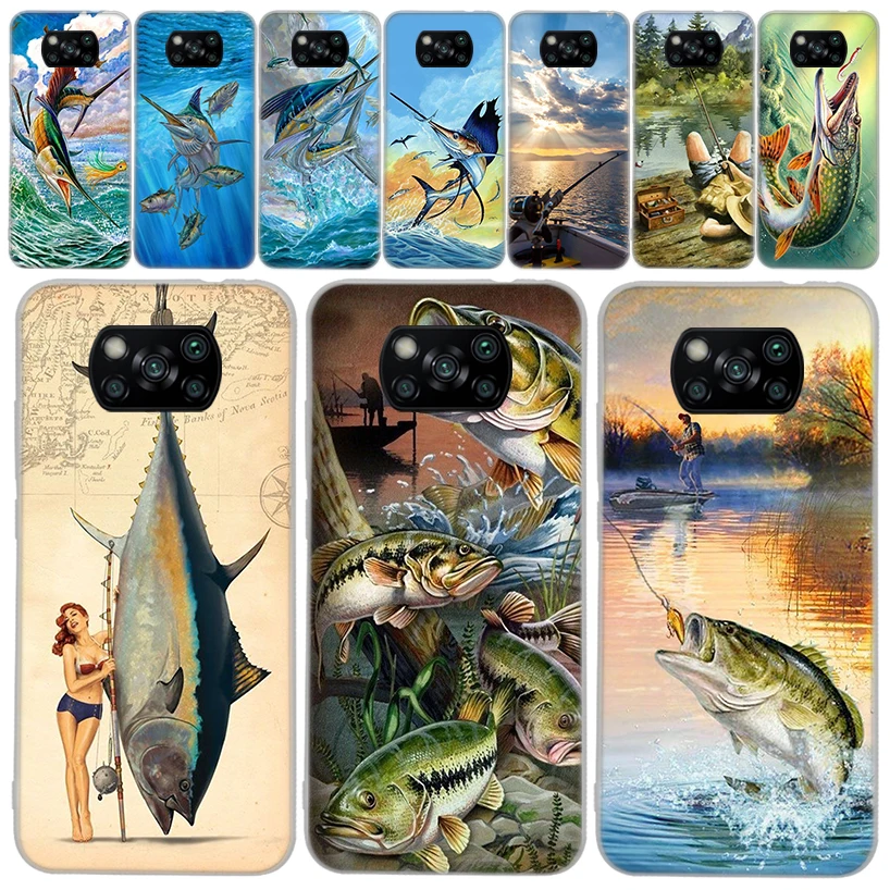 Offshore Angling Fishing Fish Rod Soft Phone Case for Xiaomi Mi 12T 11T 10T 9T Pro 12X 11i 13 12 11 10 9 8 Lite 5X 6X CC9 Housin