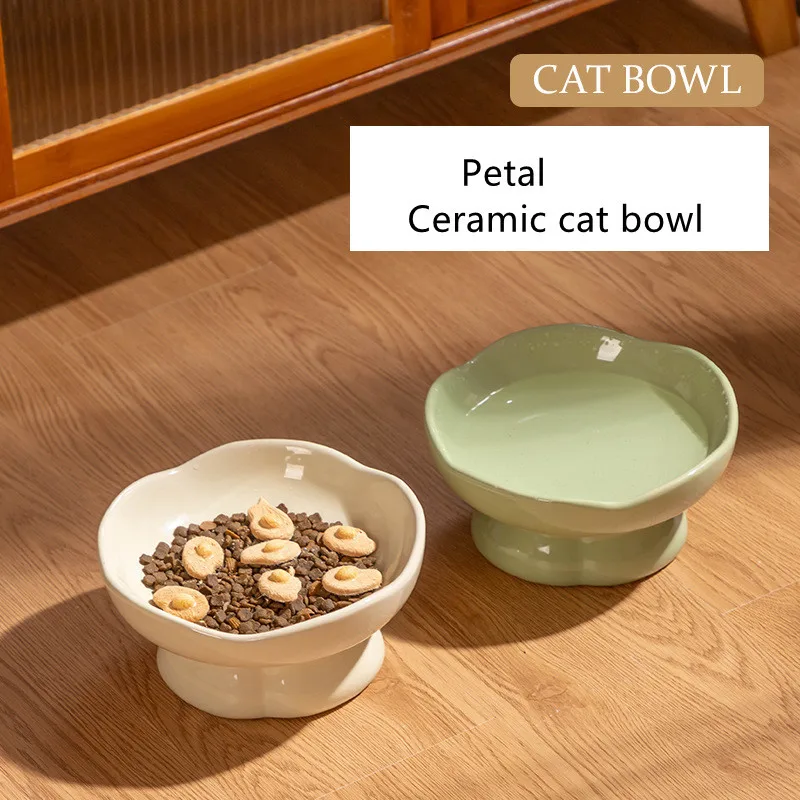 

High Foot Ceramics Cat Bowls Small Medium Dog Food Water Feeder Pet Drinking Eating Dishes Cats Puppy Feeding Bowl