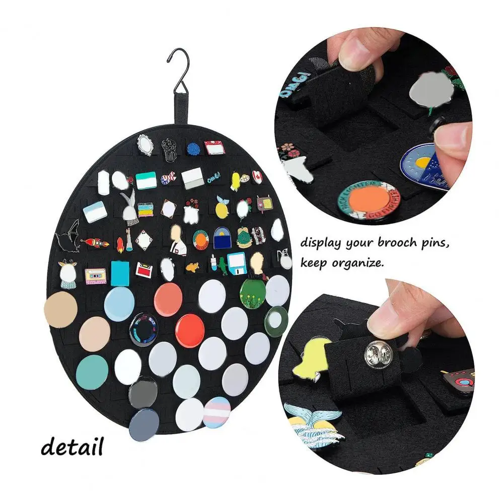 Wall Hanging Brooch Organizer With Hook Heavy Duty Felt Large Capacity Round Lapel Enamel Pin Collection Display Holder