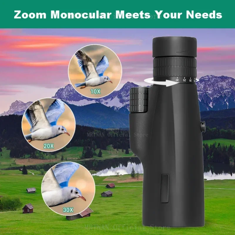 10-30x50 Zoom HD Telescope Monocular Camping Powerful Monocular With Tripod Phone Clip For Watching Bird Hunting Binoculars