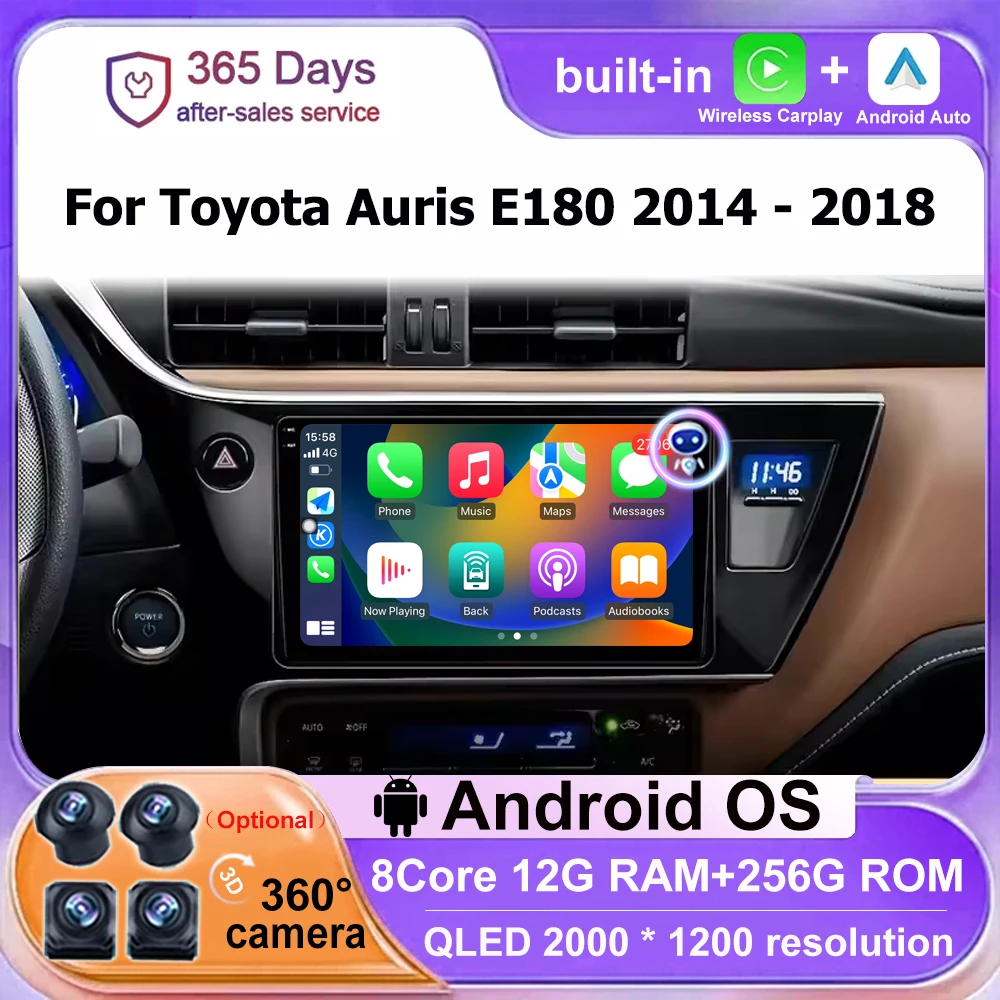Android 16 Auto For Toyota Auris 2014 2015 2016 2017 2018 Car Radio GPS Multimedia video Player Stereo DSP Carplay 4G WIFI 9\'\'