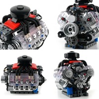 Mould King 10171 LSX454 V8 Engine Motorized Simulation Model Electrically Drive Building Blocks Technical Car Parts Toys Gift