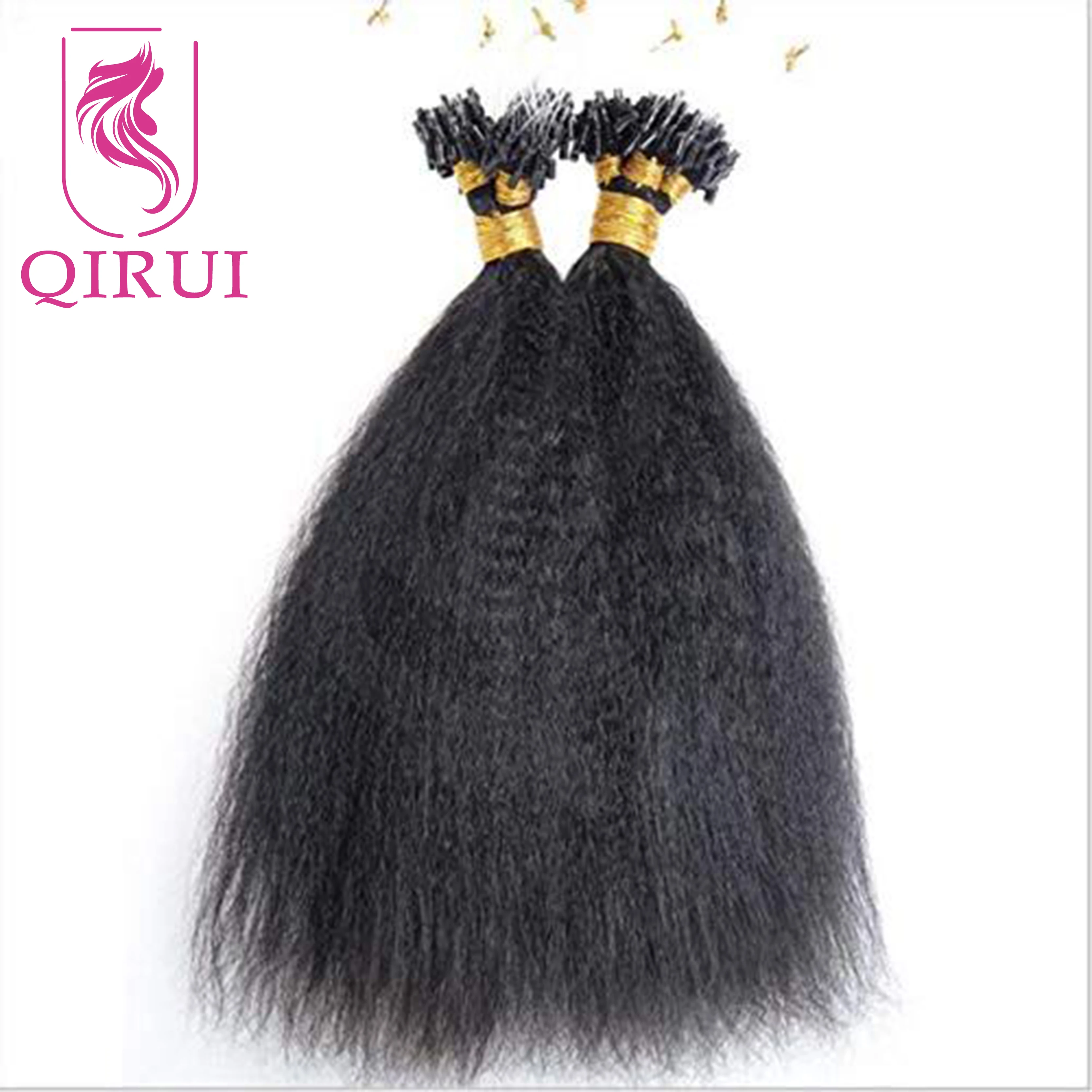 

Kinky Straight Microlink Hair Extensions Human Hair For Black Women Micro Ring Loop Hair Extensions Yaki Straight