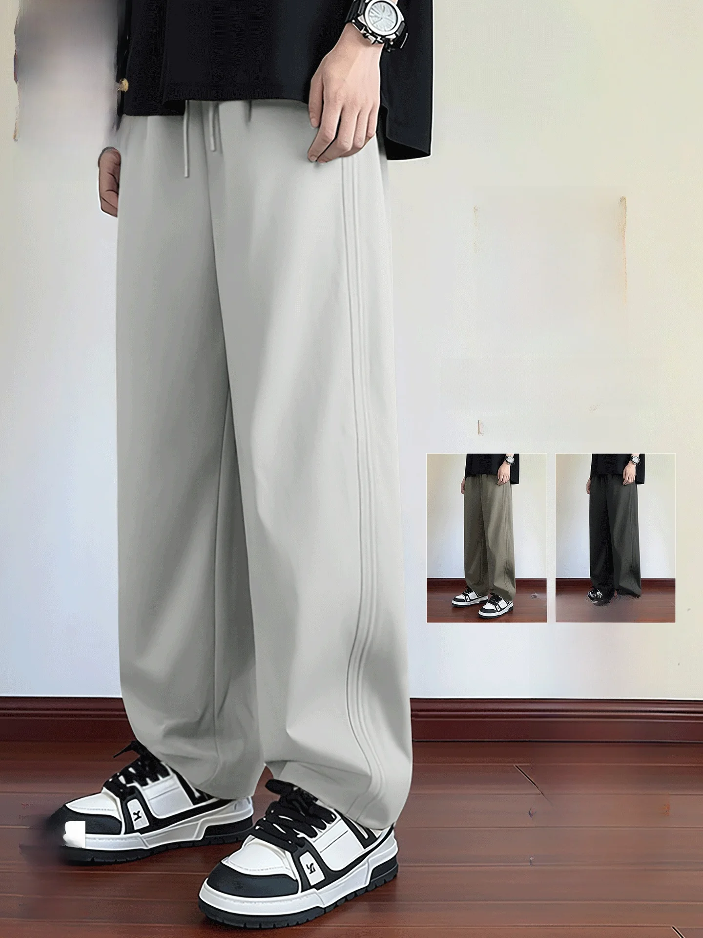 

Мужские прямые брюки на флисовой подкладке, повседневные брюки свободного кроя в американском стиле, удобные теплые брюки из полиэфирного волокна