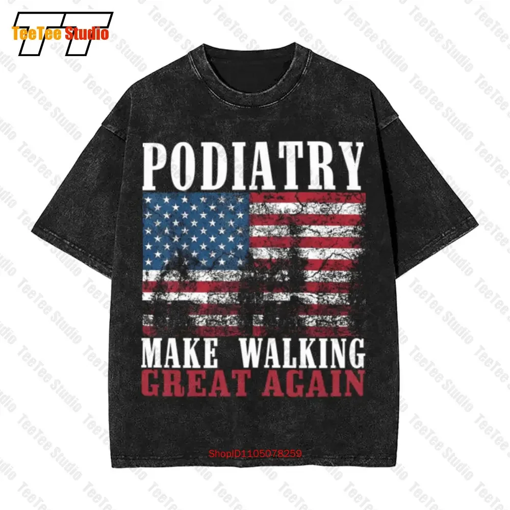 Funny Podiatrist Gift Podiatry American Flag Doctors Vintage Oversized T-Shirt T4NH