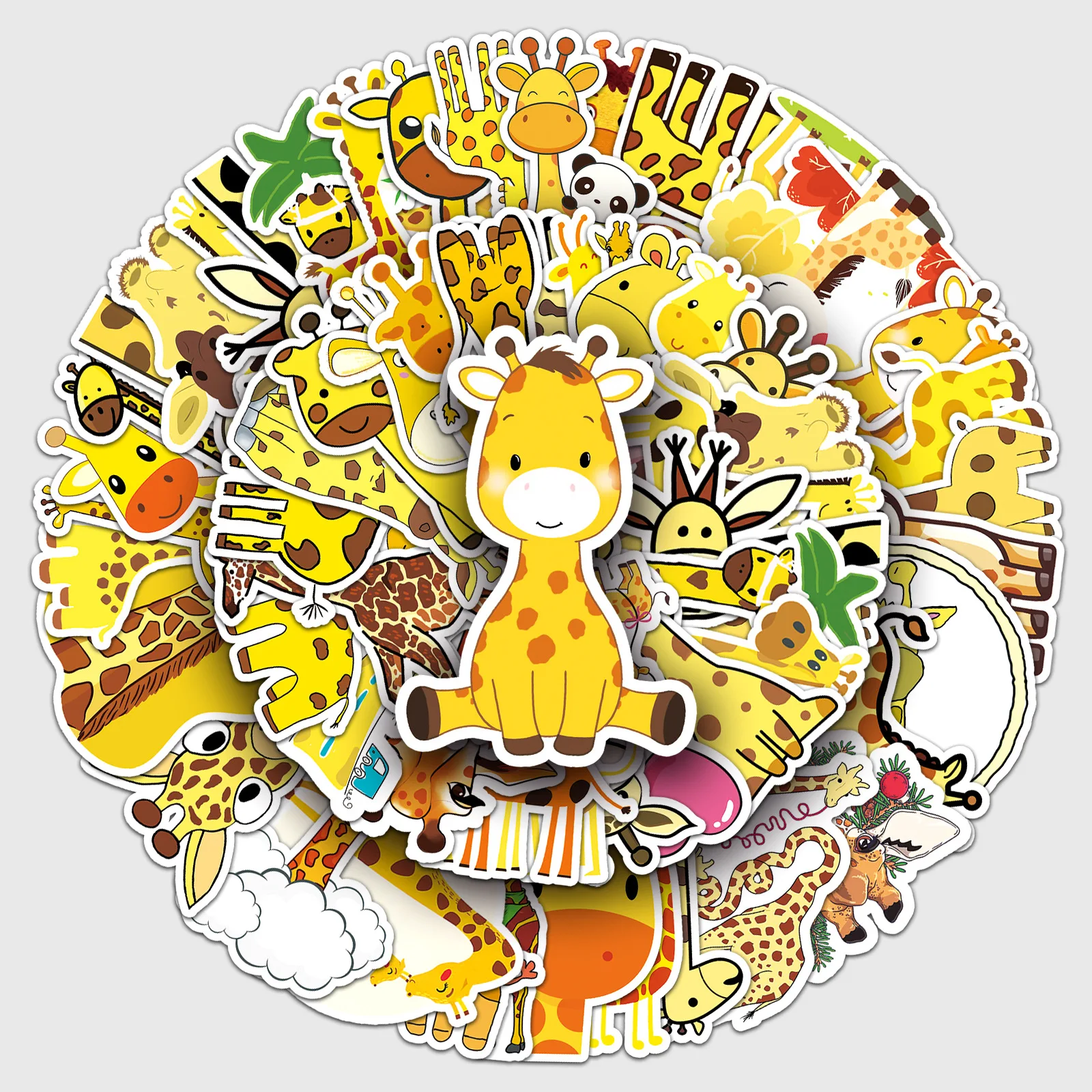 

50Pcs Giraffe Cartoon Stickers, Waterproof Vinyl Decals for Laptop Skateboard Luggage Guitar DIY Crafts ﻿