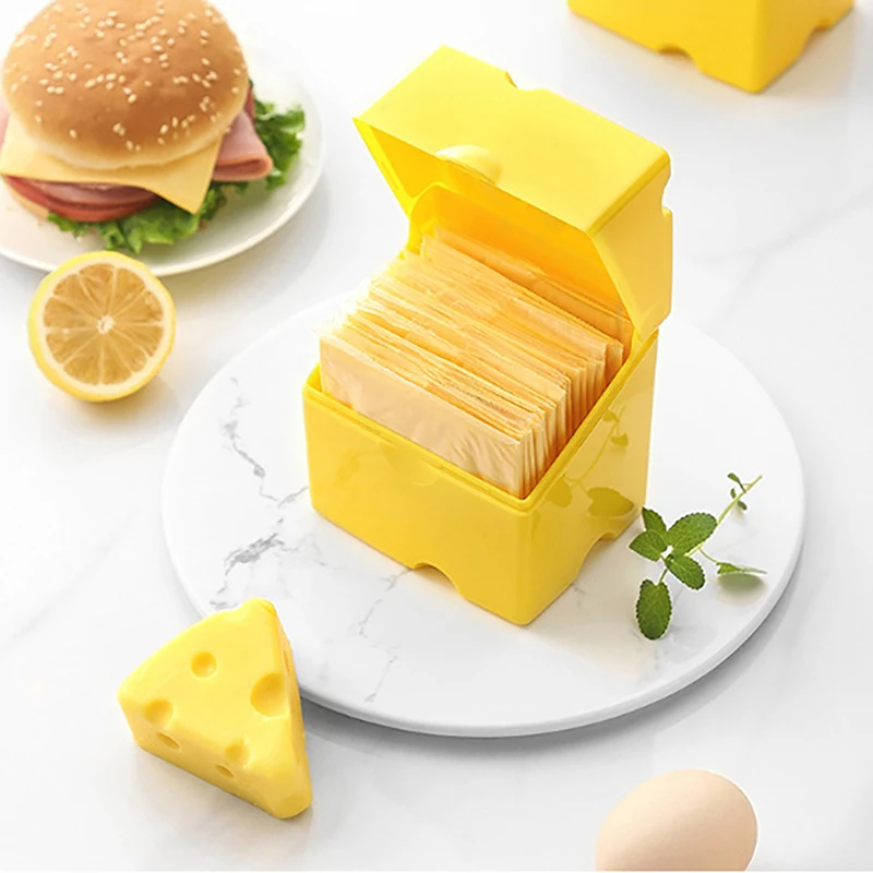 Cheese Storage Container Kitchen Accessories Plastic Cheese Shaped Refrigerator Slice Cheese Storage Box Kitchen Gadgets