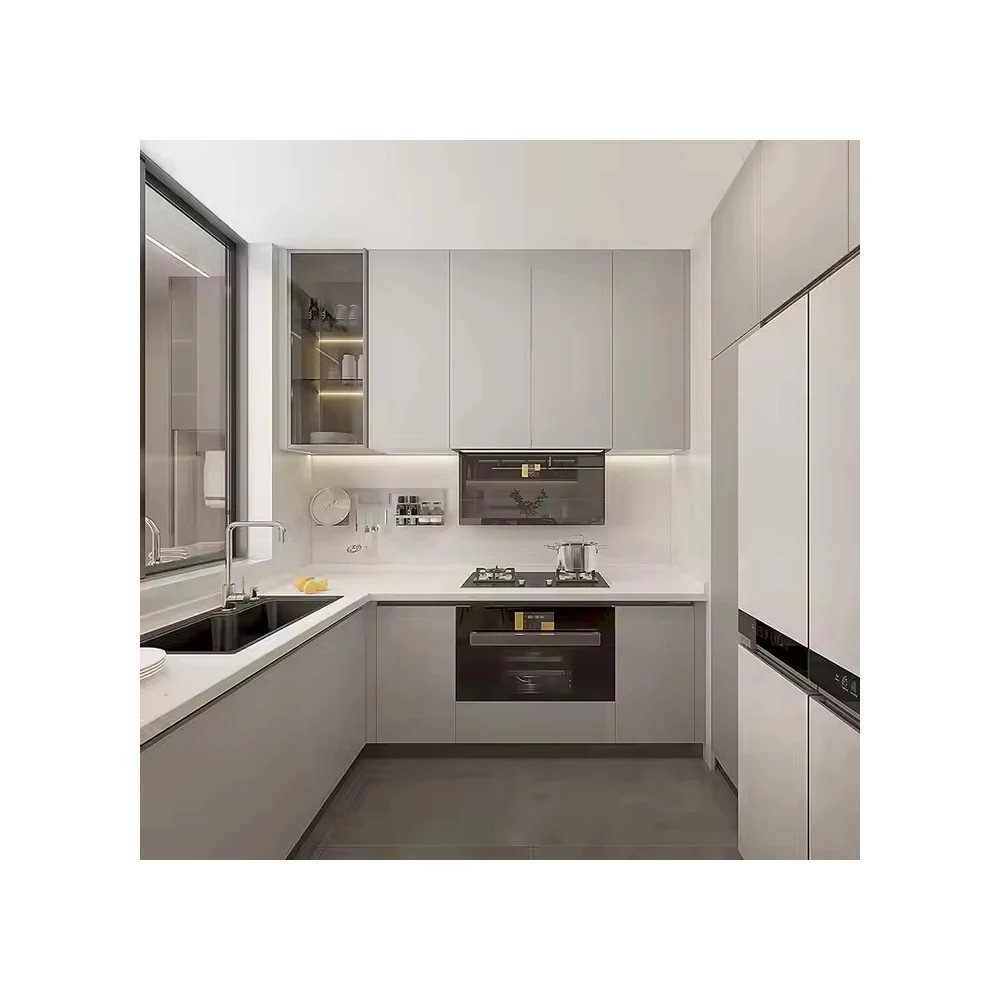 Modern Fully Wood Kitchen Cabinets Custom Design White DIY Furniture by China Makers