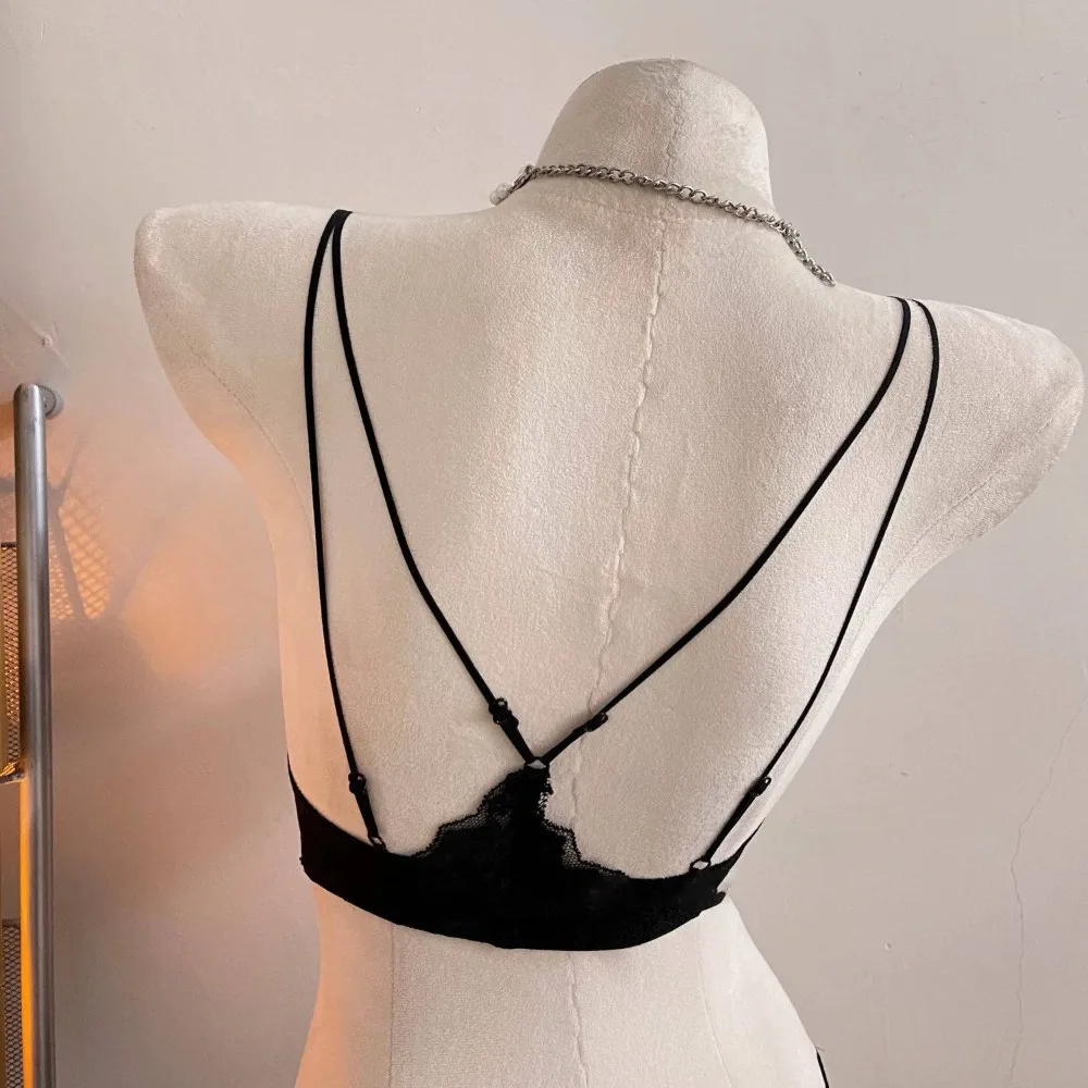 Women Ladies Thin Strap Lace Front Fasten Bra Set Wireless Small Bust Push Up Side Shaping Sexy Back Comfort Brassiere Set S-XL