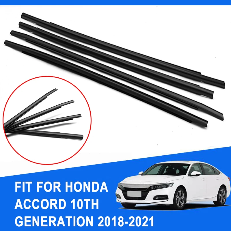 4pc/set Black Car Window Weatherstrips Window Moulding Trim for Honda Accord 10th Generation 2018-2021